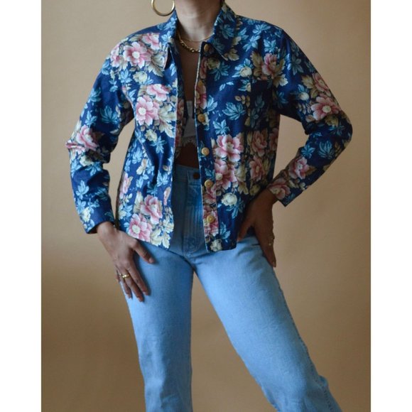 Vintage Floral Print Cropped Jacket - Picture 4 of 4